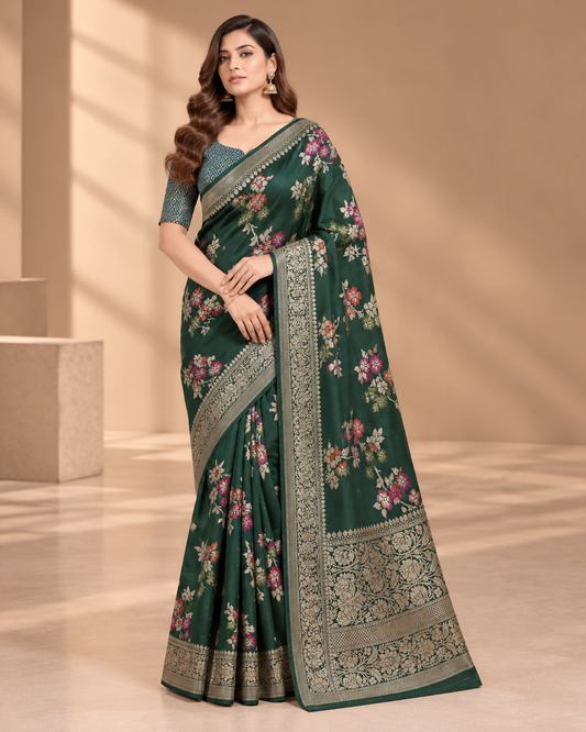 Multicolour Premium Silk Banarasi Saree For Women