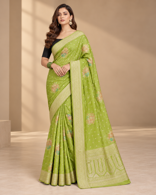Premium Green Crepe Silk Saree For Women